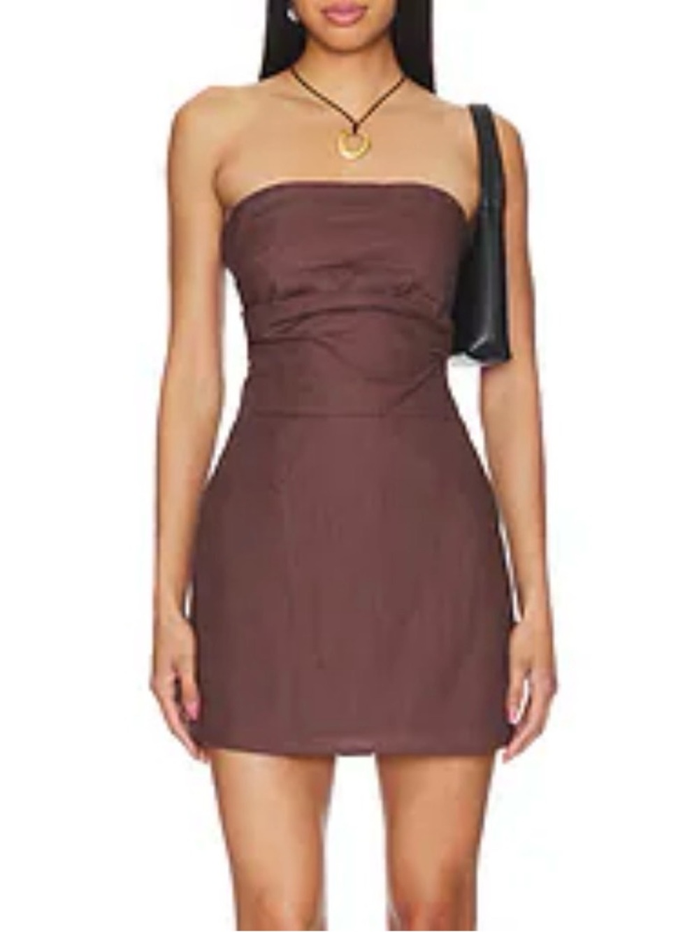 Snyds Romi Linen Strapless Dress in Chocolate Size M Sustainable Resort Vacation